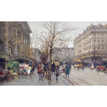 РЕПРОДУКЦИИ НА КАРТИНИ Пазар за цветя в Ла Мадлен (1930)